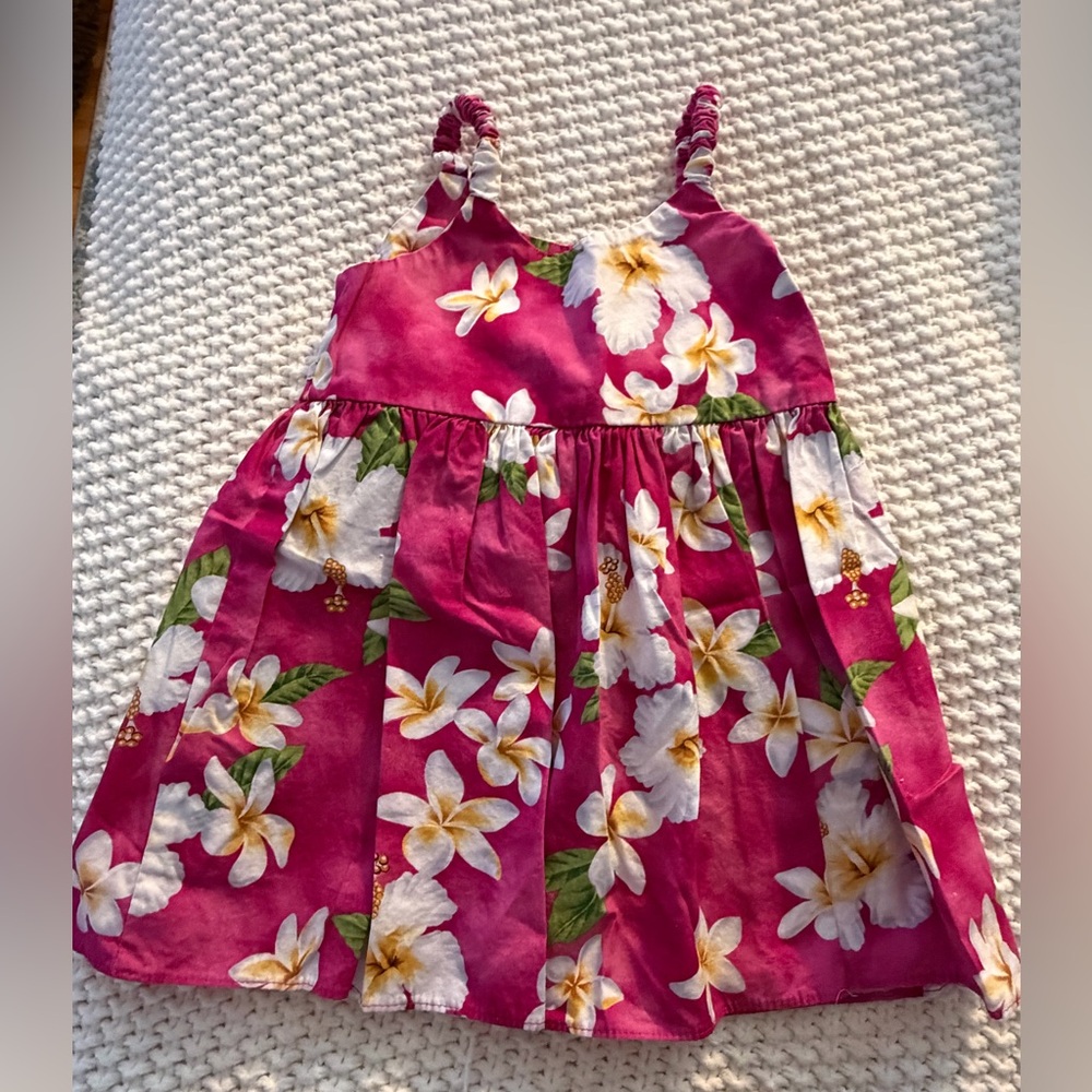 Girls' Fuchsia Floral Sundress with Plumeria Print